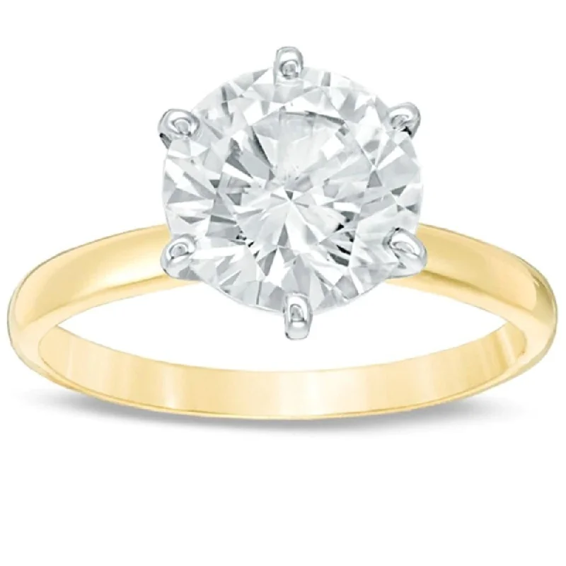 3 Ct Diamond Solitaire 14k Yellow Gold Round Cut Engagement Ring Lab Grown