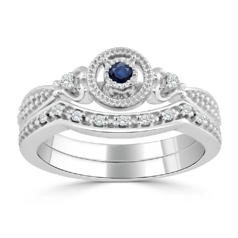 Auriya 1/8ct Round Blue Sapphire and 1/8ctw Diamond Engagement Ring Set 14k Gold