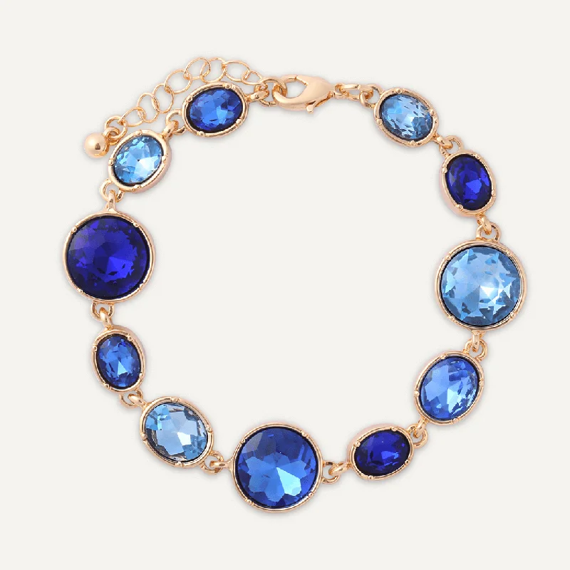 Blue Jewel Clasp Bracelet In Gold-Tone