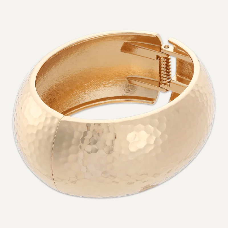 Abstract Hinged Bracelet In Gold-Tone