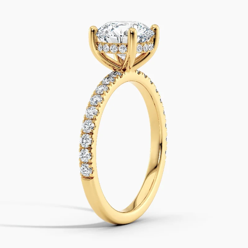 Auriya 14k-Yellow Gold Lab Grown Round Hidden-Halo Diamond Engagement Ring 0.80 to 5.30 ct. tw. (F-G VS)