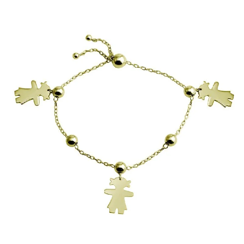 Gold Plated 925 Sterling Silver Girl Charm Lariat Bracelet - DIB00067GP