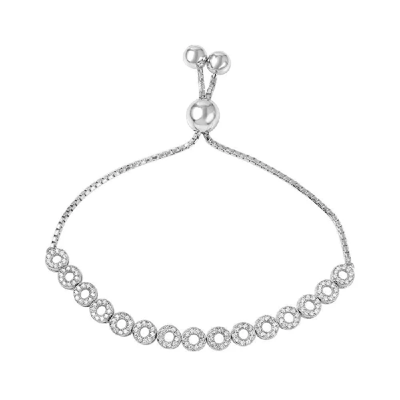 Silver 925 Rhodium Plated Bubble Bracelet with Bead Lariat Lock - GMB00035