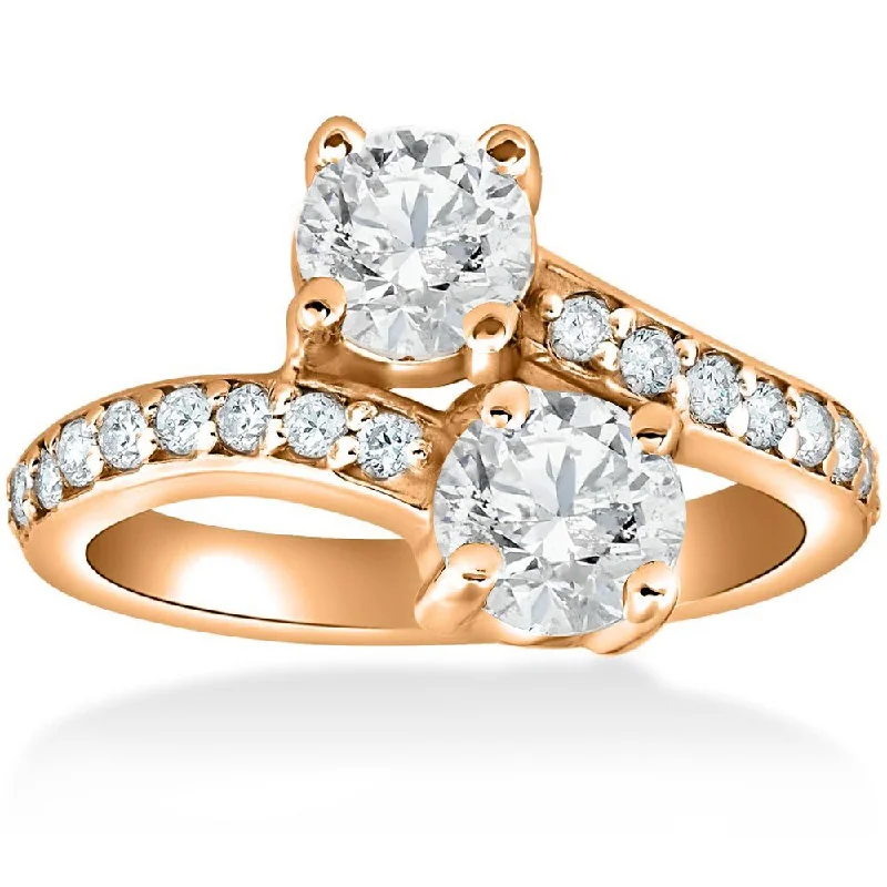 14k Rose Gold 2ct TDW Forever Us 2-Stone Diamond Engagement Ring