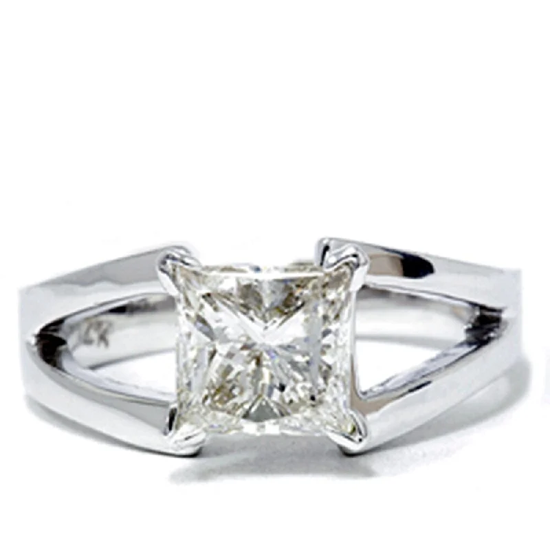 Certified 2Ct Solitaire Princess Cut Diamond Engagement Ring Gold Lab Grown